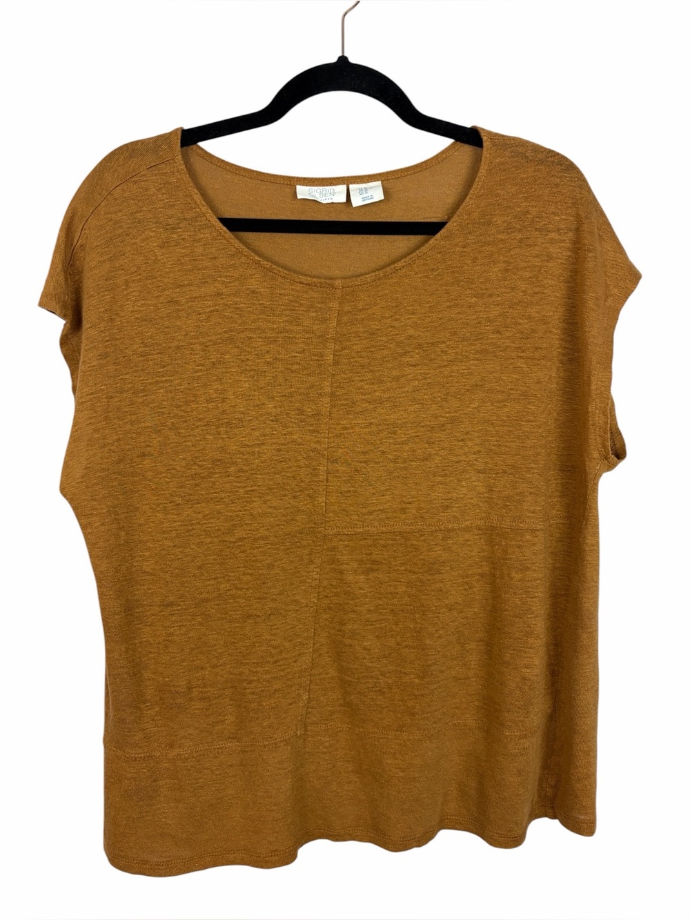 Sigrid Olsen Linen Tunic XL Golden Brown Minimalist Casual Top